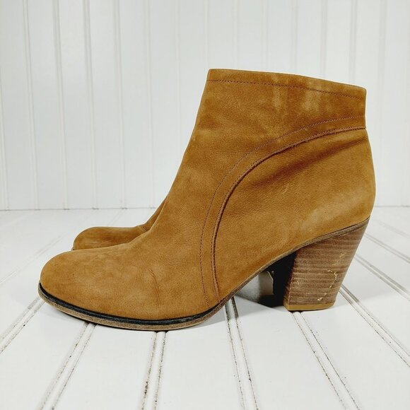 Franco Sarto Disco Ankle Boots Heels Leather Brown H703 - Picture 1 of 13